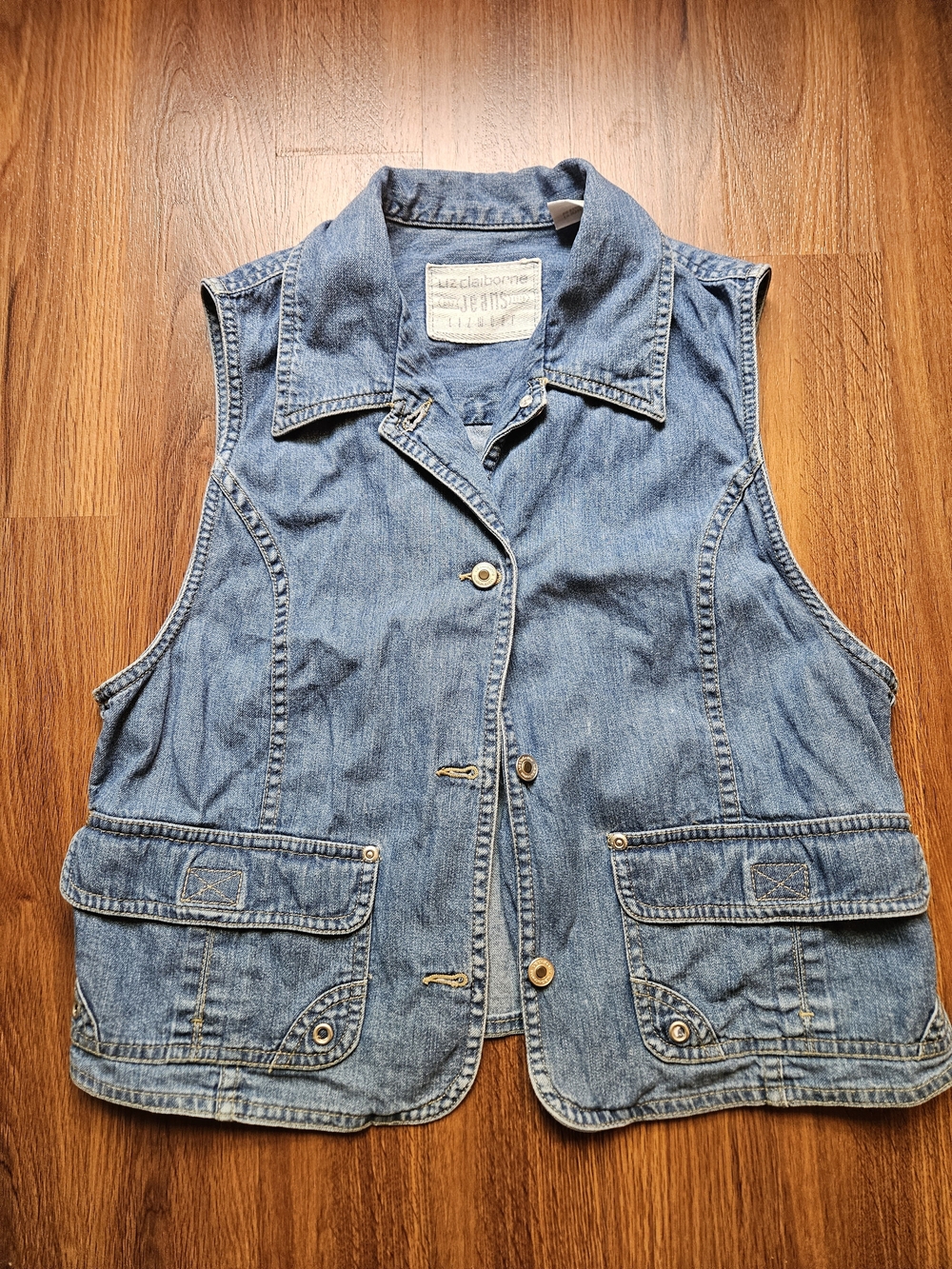Liz Claiborne Blue Denim Utility Vest